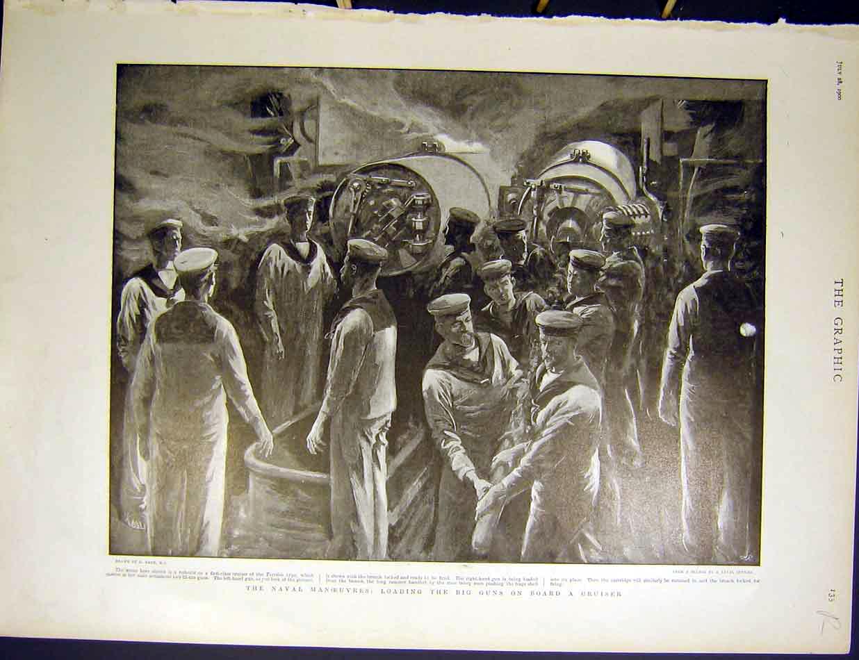 Old Antique Print Naval Manoeuvres Highland Boer Prisoners Algoa Hay 1900 20th