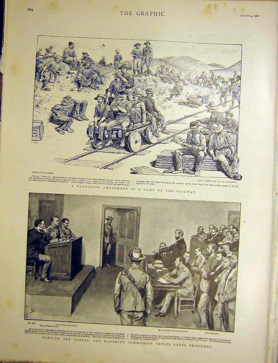 Original Old Antique Print Mafeking Commission Rebel Prisoners Baden-Powell 1900
