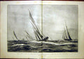 Original Old Antique Print Channel Ship Race Sea Yacht Wyllie 1900 Victorian