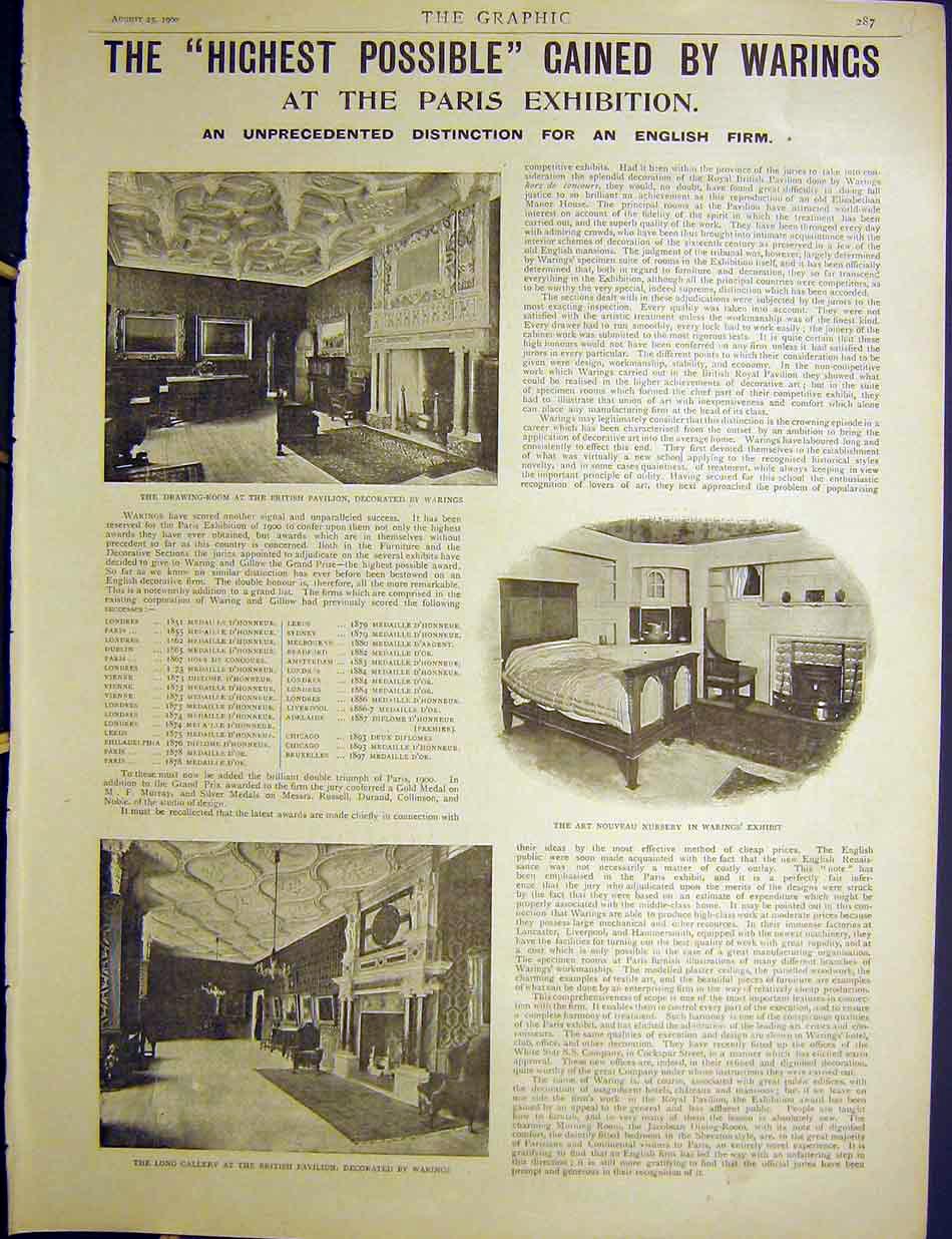 Original Old Antique Print Warings British Pavilion Exhibition Scrubb'S Ammonia