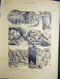 Original Old Antique Print Sketches Shooting Prison Ralston Grant 1900 Victorian