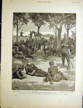 Original Old Antique Print German Manoeuvres Regiment Guards Prince Prussia 1900