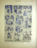 Original Old Antique Print Story Sketches Ride Tramp Lady Ralston 1900 Victorian