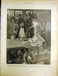 Original Old Antique Print Lady Mayoress Canvassing Election Craig Newton 1900