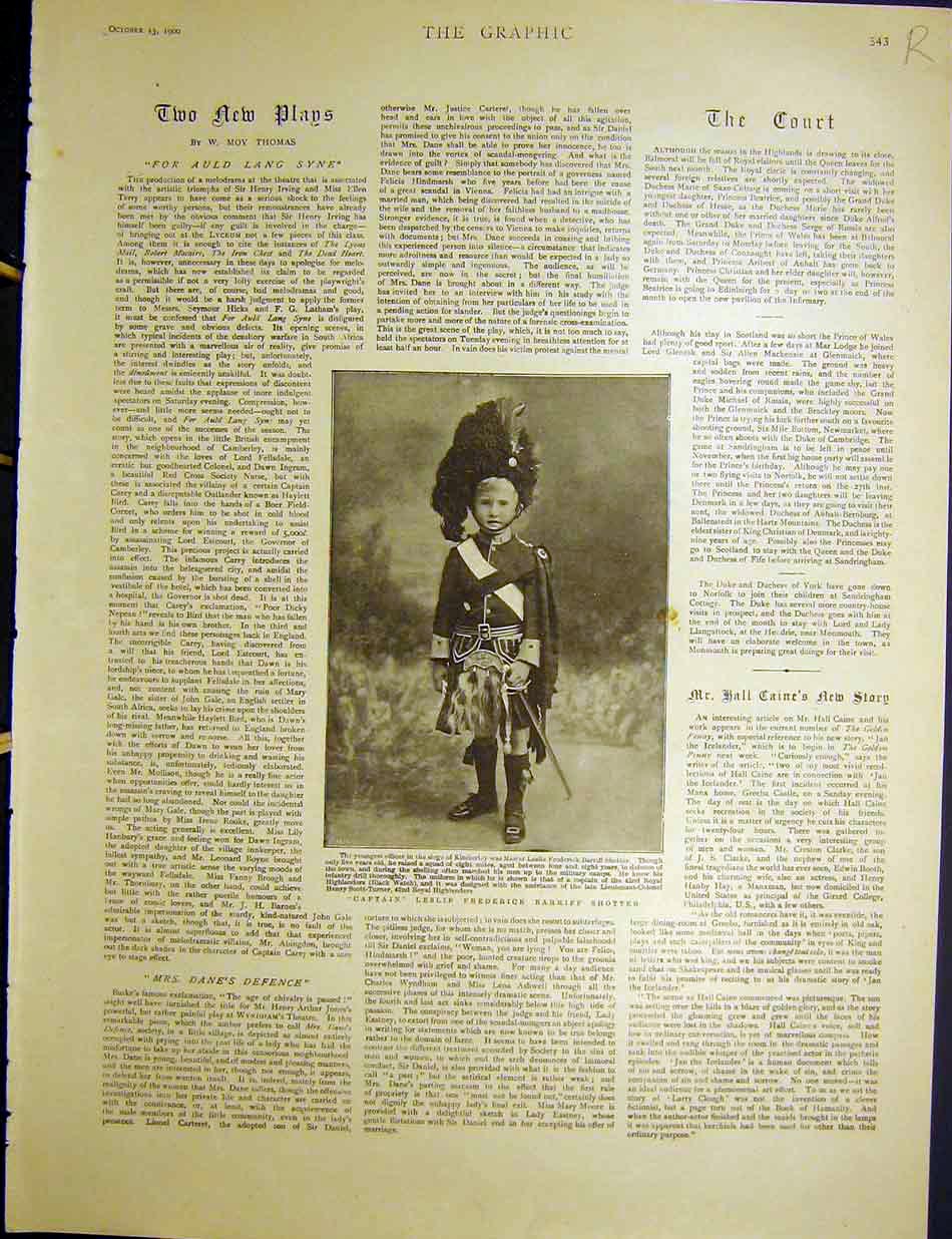 Original Old Antique Print Captain Shotter Boy Officer Aldershot Boer Ship 1900