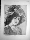 Old Antique Print Clarice Portrait Fair Woman Lady Portrait Schmalz 1900 20th