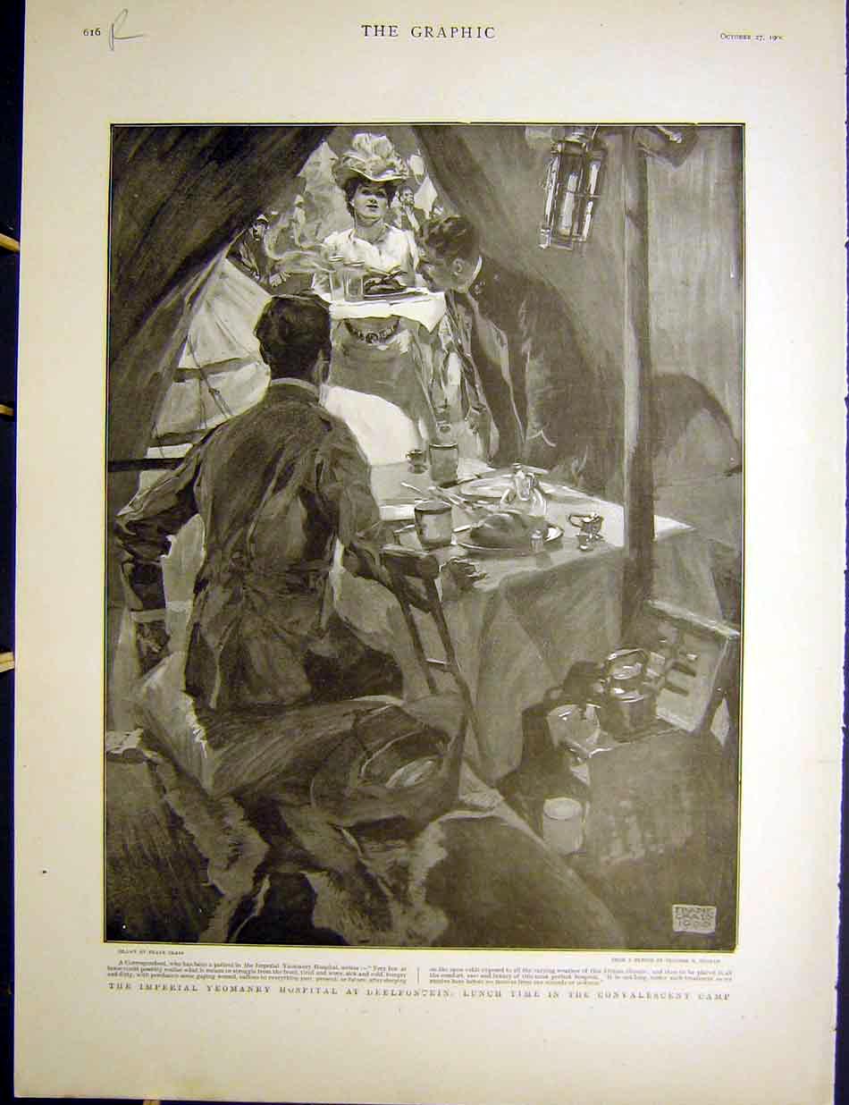 Original Old Antique Print Imperial Yeomanry Hospital Colonial Volunteers 1900