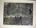 Original Old Antique Print Finsbury Square Procession Cyclist Hyde Park Corner