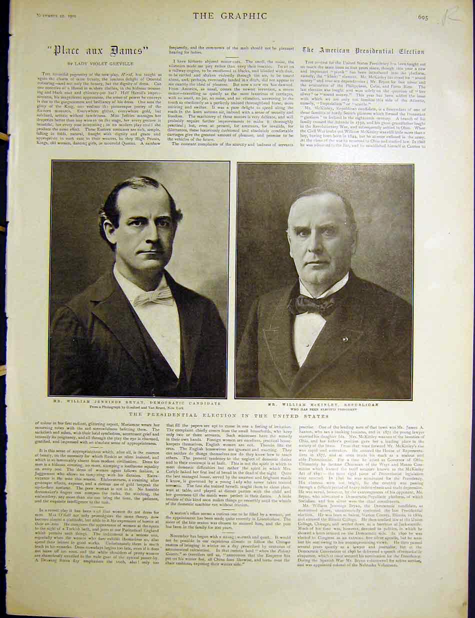Old Antique Print United States Bryan Mckinley London Scottish Boer 1900 20th