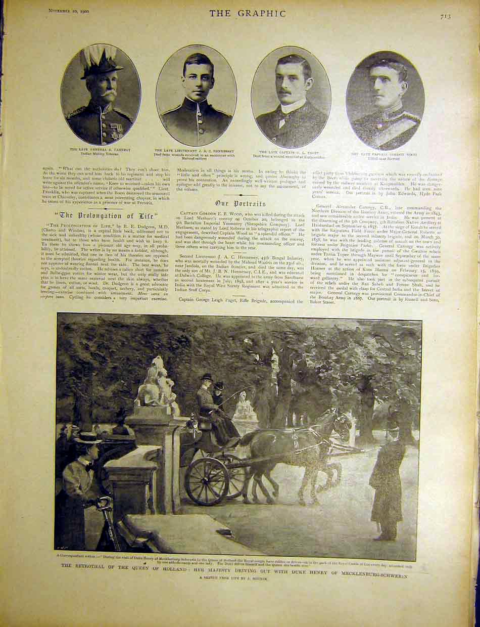 Original Old Antique Print Queen Holland Duke Mecklenburg-Schwerin Portrait 1900