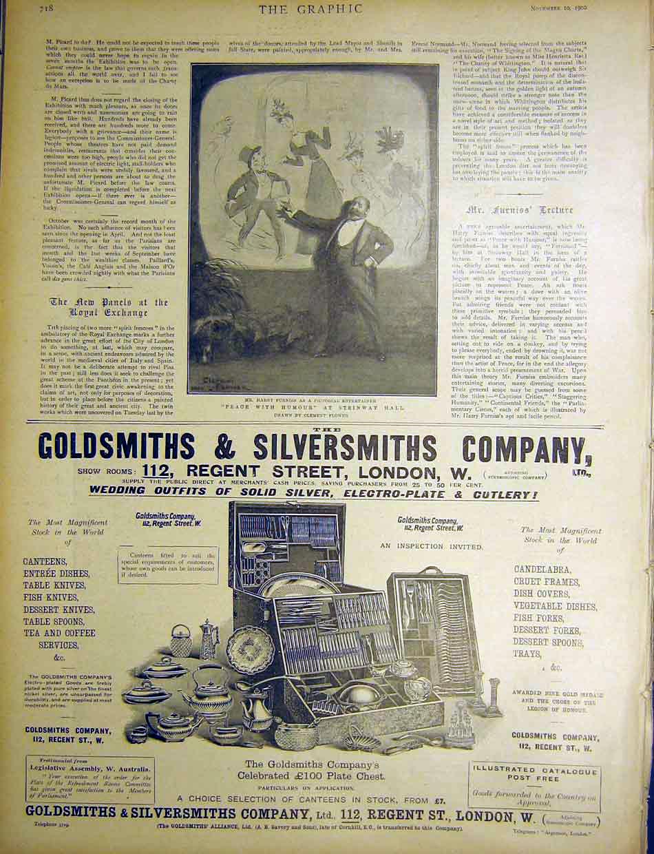 Old Antique Print Peace Humour Furniss Pictorial Entertainer Advert 1900 20th