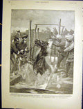 Original Old Antique Print South Africa Horses Charlton Buller Aldershot 1900