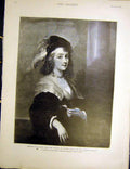 Original Old Antique Print Portrait Lady Mytens Antwerp Gallery Fine Art 1900