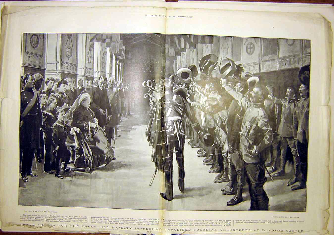 Original Old Antique Print Queen Victoria Windsor Castle Sier 1900 Victorian