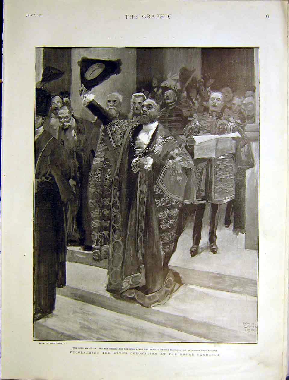 Original Old Antique Print King Coronation Royal Exchange Norroy 1901 Victorian