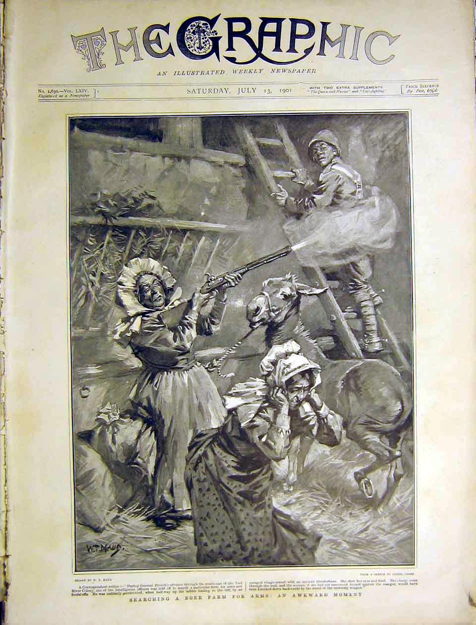 Original Old Antique Print Boer Farm Africa Search General French Maud Vaal 1901