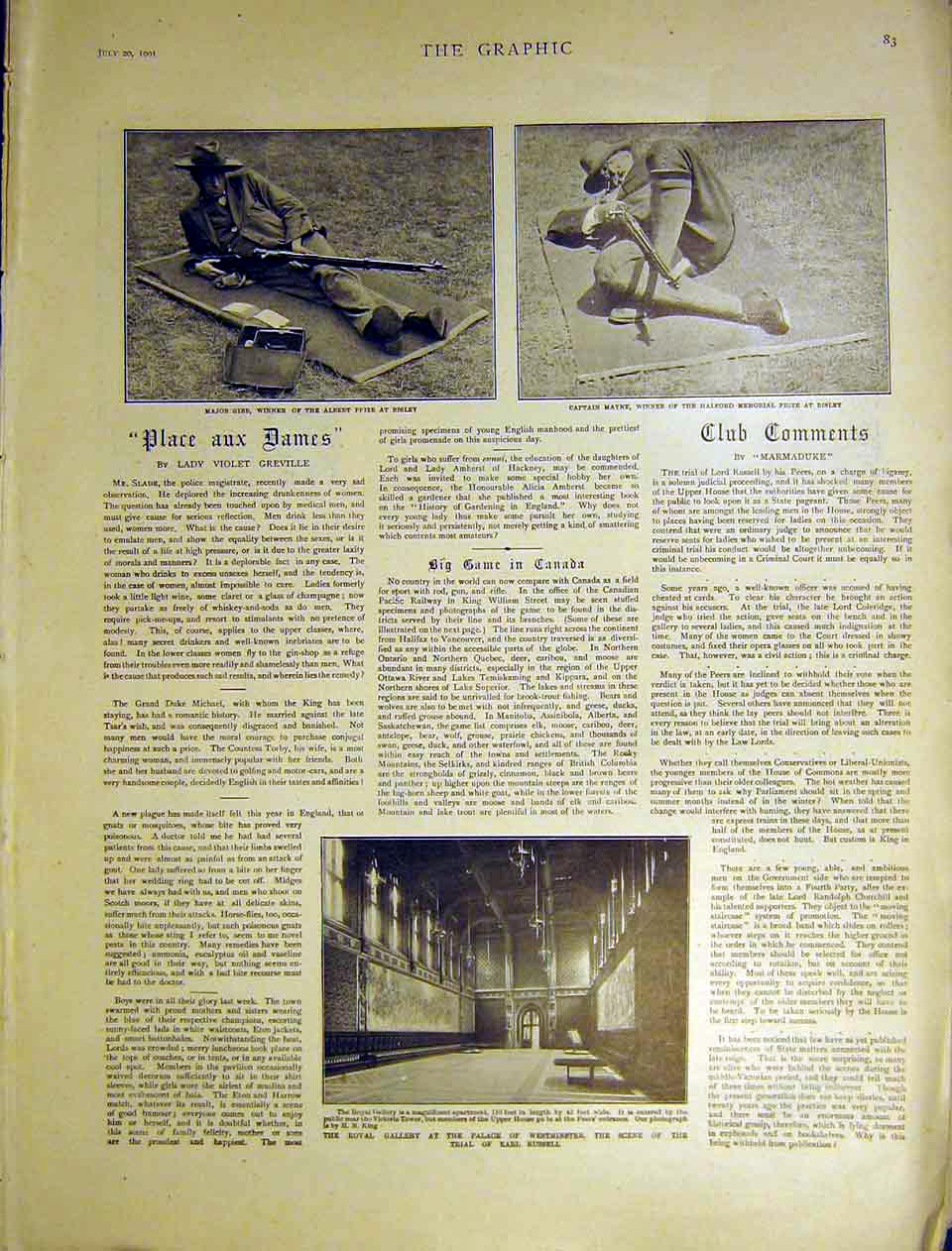 Original Old Antique Print Royal Gallery Palace Westminster Mayne Bisley 1901