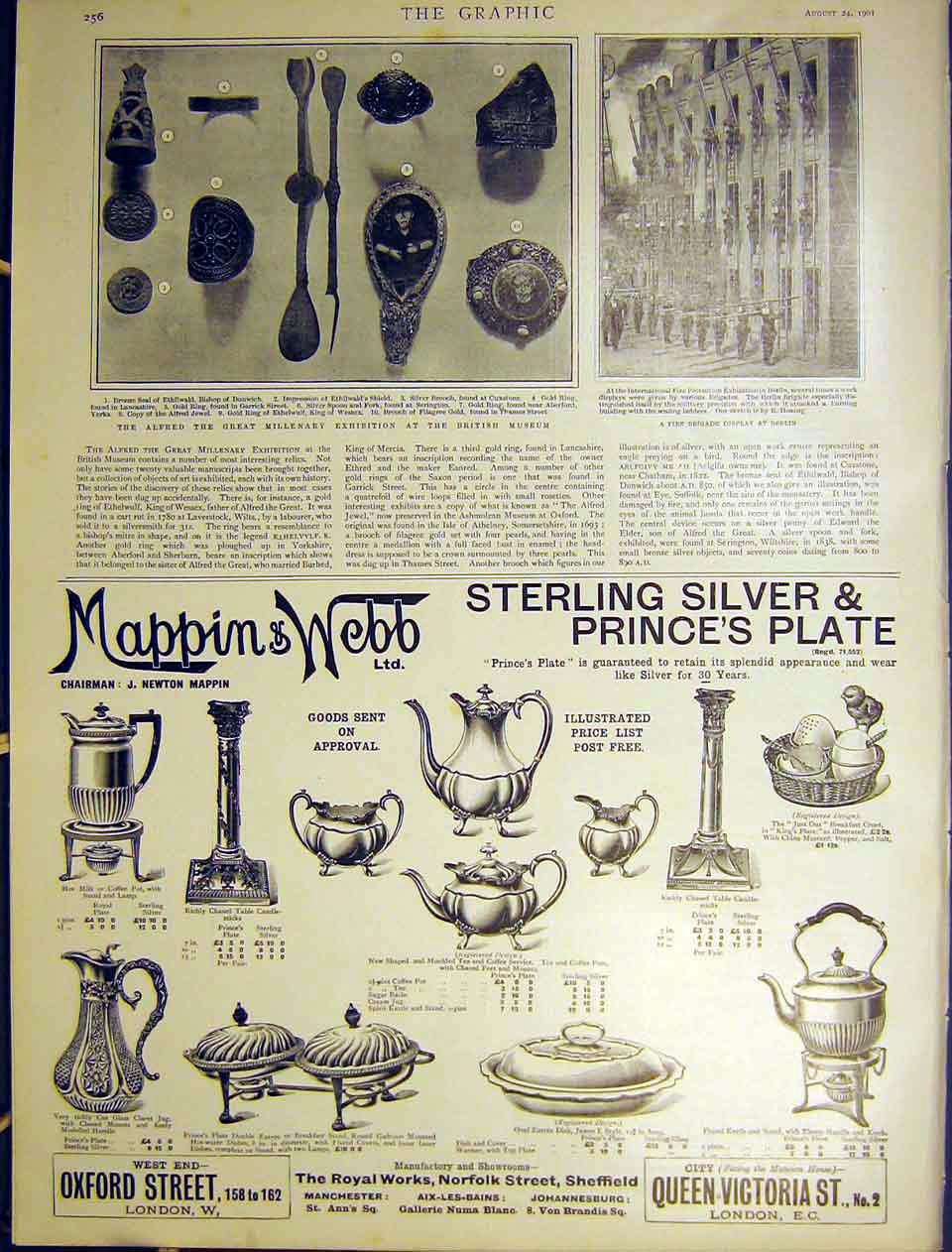 Original Old Antique Print Alfred Great Exhibition Museum British 1901 Victorian