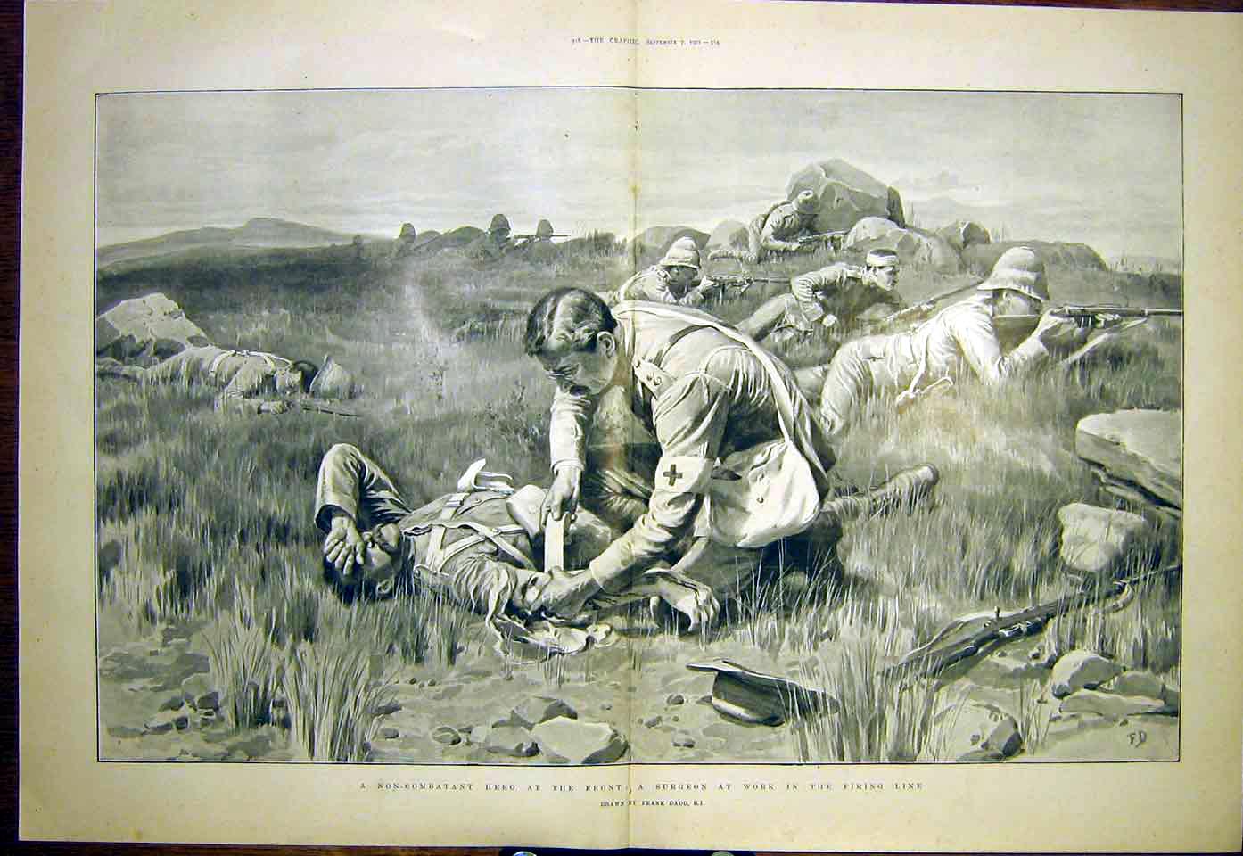 Original Old Antique Print War Front Non Combatant Sier Dadd 1901 Victorian