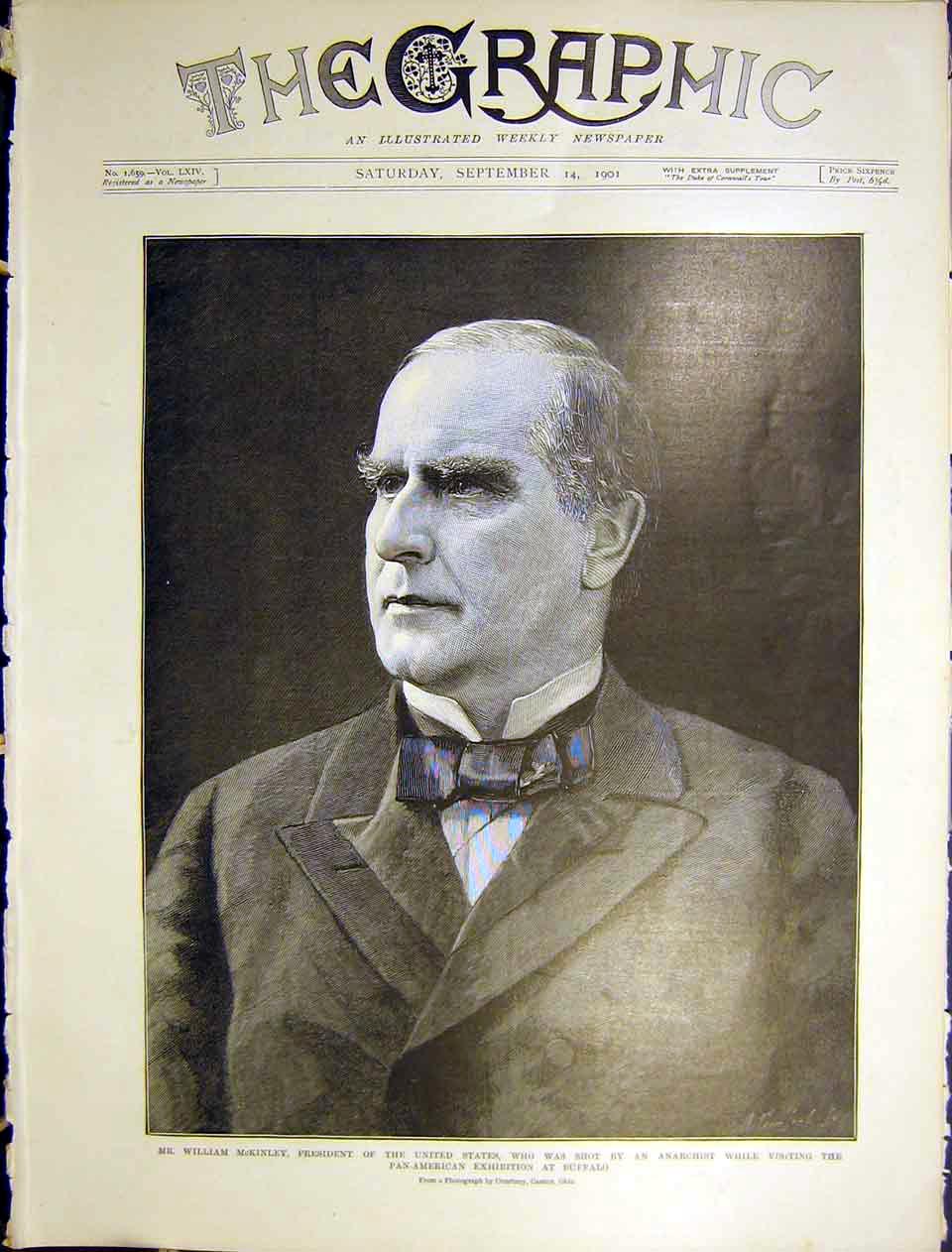 Original Old Antique Print President Mckinley United States Portrait 1901 20th