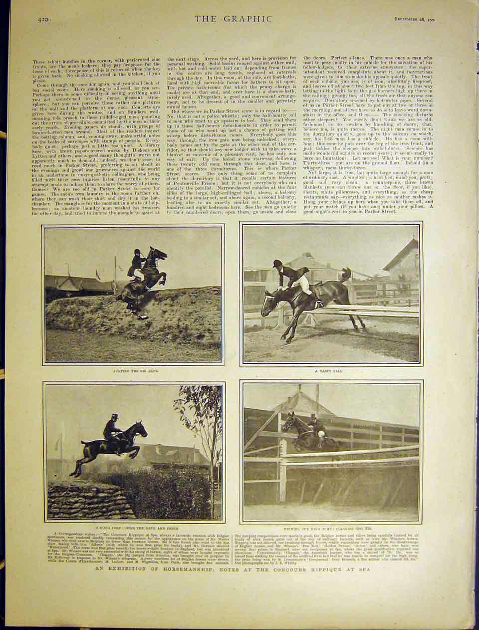 Original Old Antique Print Exhibition Horse Spa Concours Hippique 1901 Victorian