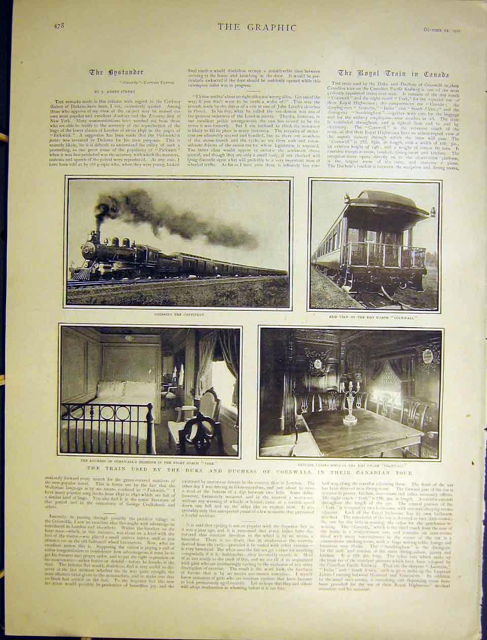Original Old Antique Print Photo Train Railway Duke Cornwall Canadain Tour 1901