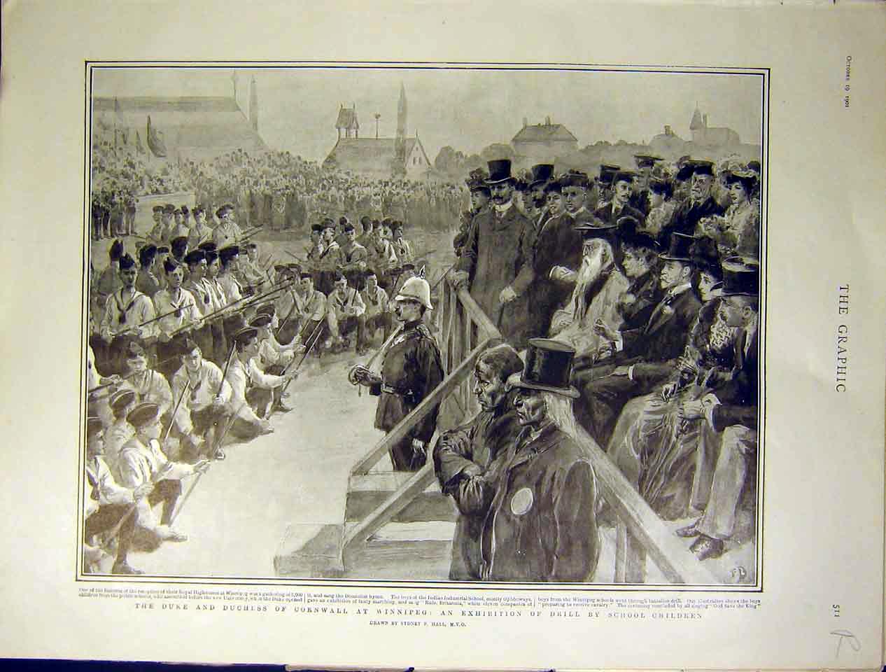 Old Antique Print Duke Cornwall Winnipeg Canada Plague Marseilles France