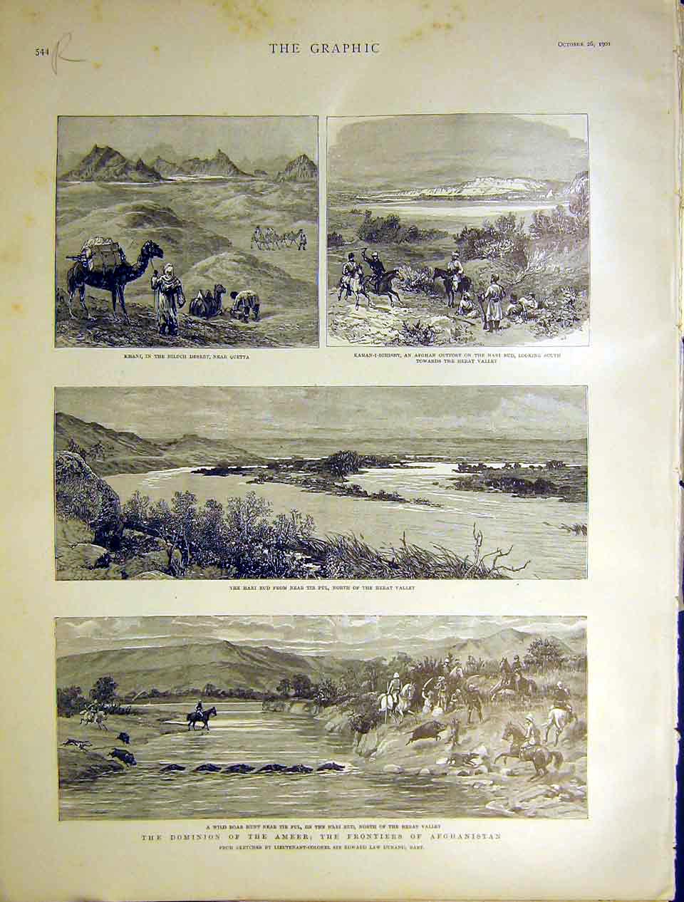 Original Old Antique Print Afghanistan Frontiers Roberts Mansion House 1901