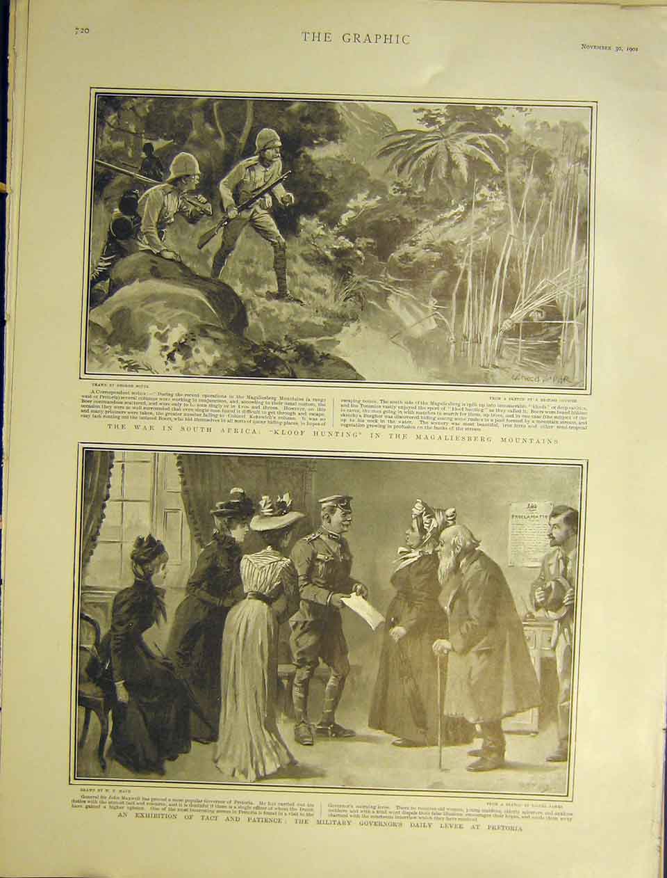Original Old Antique Print Africa War Sier Pretoria Magaliesberg 1901 Victorian