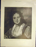 Original Old Antique Print La Bohemienne Hals Portrait Lady Woman Louvre 1901