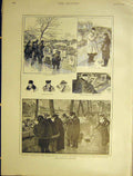 Original Old Antique Print Sketches Winter Paris Book Quai Voltaire 1901 20th