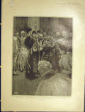Original Old Antique Print Library Guild Hall Mayor Princess Wales 1901 20th