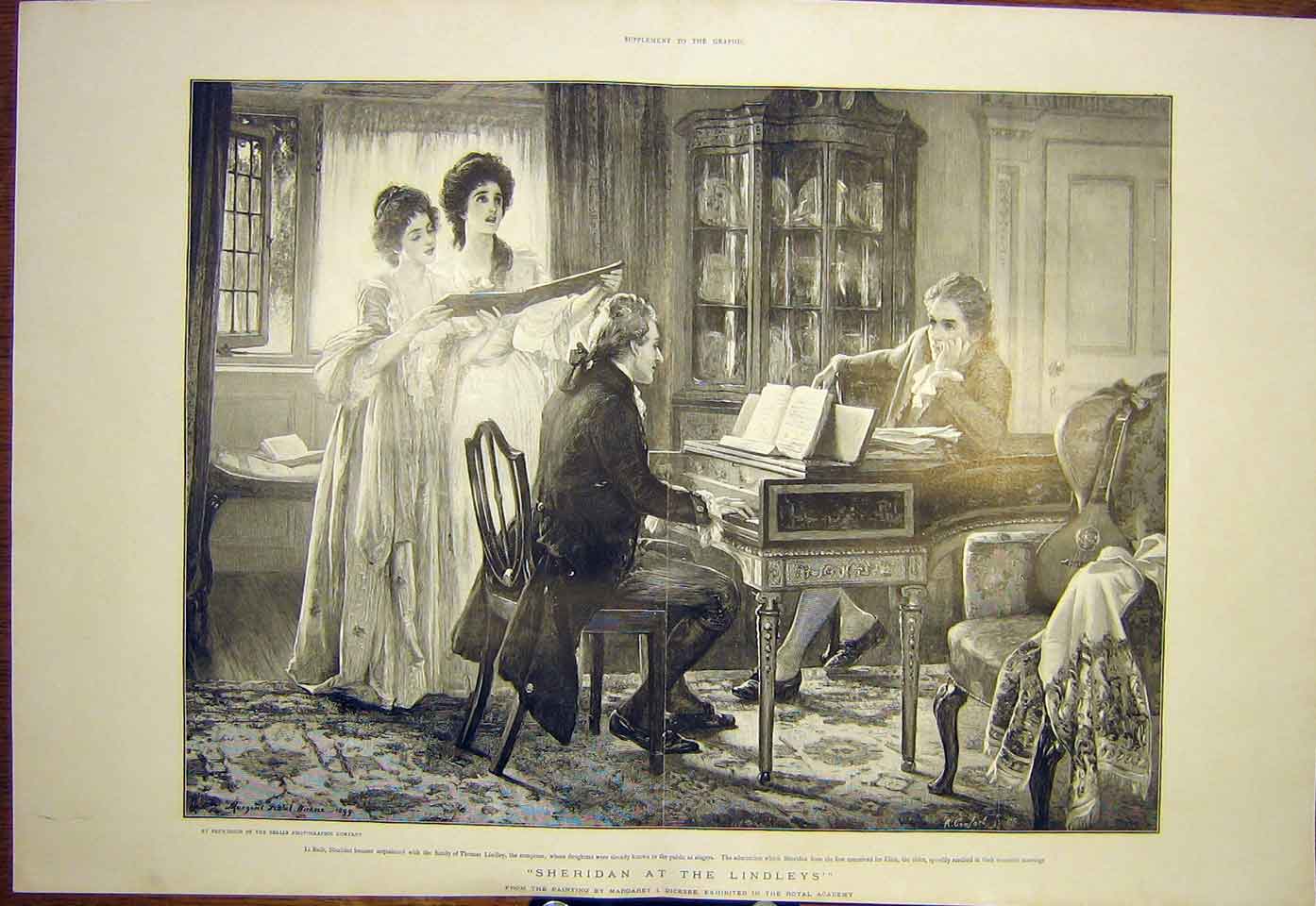 Original Old Antique Print Bath Sheridan Lindley Eliza Composer Singing 1901