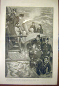 Original Old Antique Print Prince Edward Duke Corwall Steam Ship Sea 1901 20th