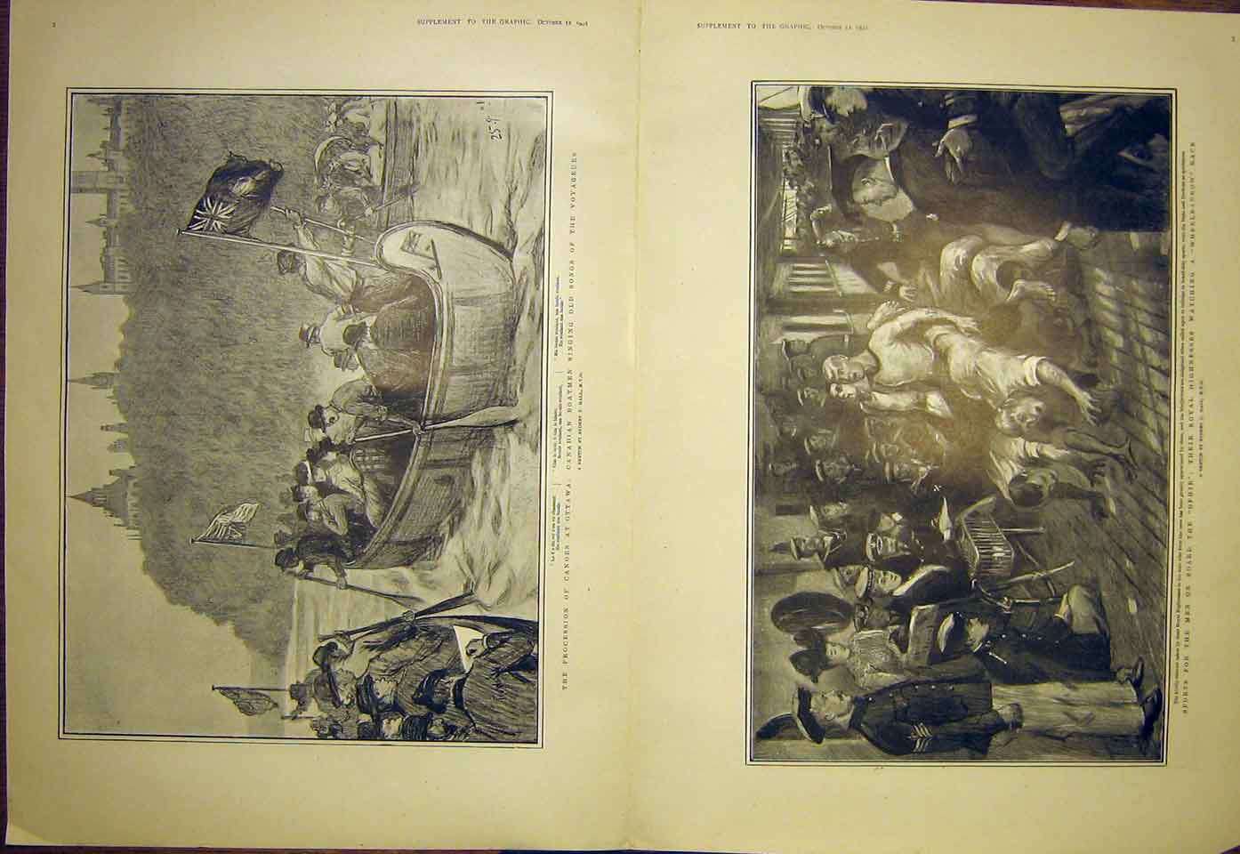 Original Old Antique Print Duke Cornwall Montreal Ottawa Sports Ophir 1901 20th