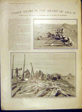 Original Old Antique Print Asia Hedin Sketches Thibet Siers Glacier 1902 20th