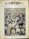Old Antique Print Bulletin Graphic Office Crowd Nation Anxiety King 1902 20th