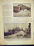 Original Old Antique Print Ruins Capanile Library Piazza San Marco Venice 1902