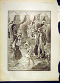 Old Antique Print Scheveningen Morning Sands Children Beach Rejchan 1902 20th