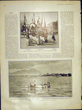 Old Antique Print Kaiser Son Parade Berlin Garrison Breakfast Bay Naples