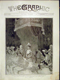 Original Old Antique Print Royal Luncheon Guildhall Family Queen Hatherell 1902