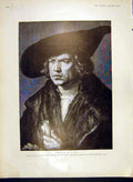 Original Old Antique Print Portrait Man Durer Fine Art 1902 French Duel 20th