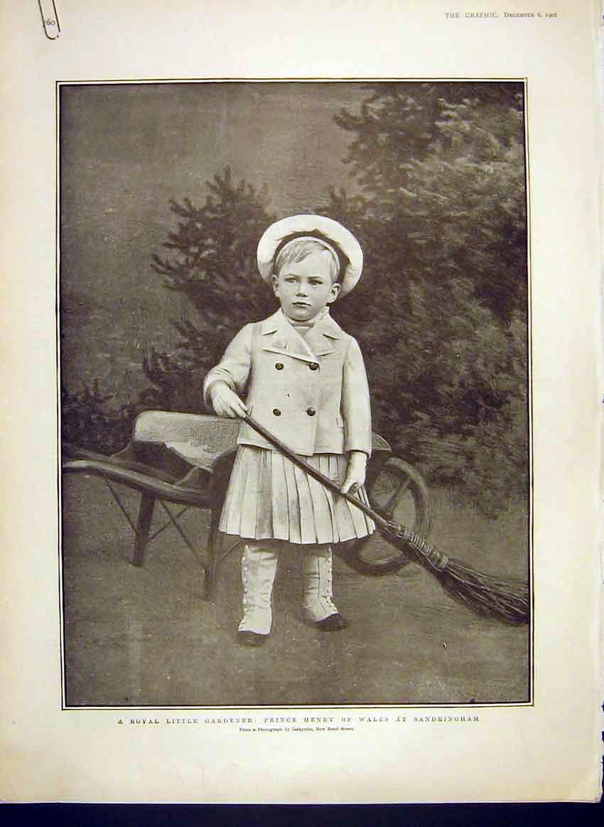 Original Old Antique Print Prince Henry Edward Albert Wales Sandringham 1902