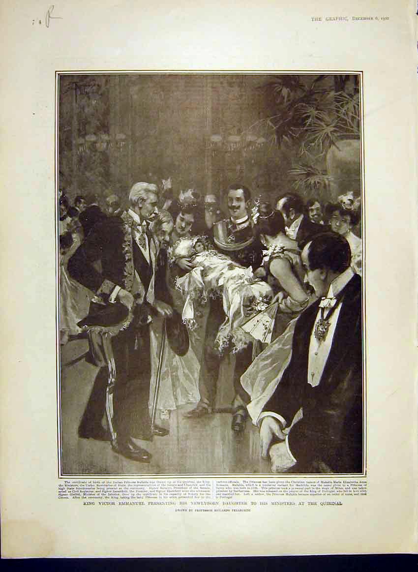 Original Old Antique Print King Emmanuel Quirinal Kitchener Soudan Troops 1902