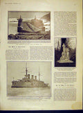 Original Old Antique Print Mossel Bay Russian Warship Pobielda Gounod Paris 1902