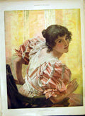 Original Old Antique Print Listen Portrait Lady George Hare Fine Art 1902 Pritn