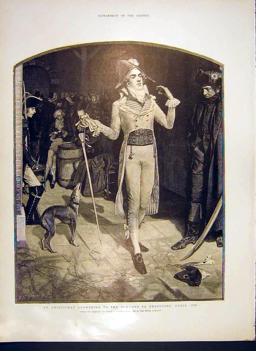 Original Old Antique Print Aristocrat Summons Execution Paris France Cooper 1902