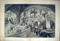 Original Old Antique Print Lord Mayor Banquet Guildhall Kitchen Waiters 1902