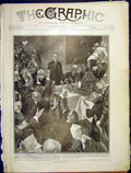 Original Old Antique Print Chamberlain Luncheon Constitutional Club 1903 20th