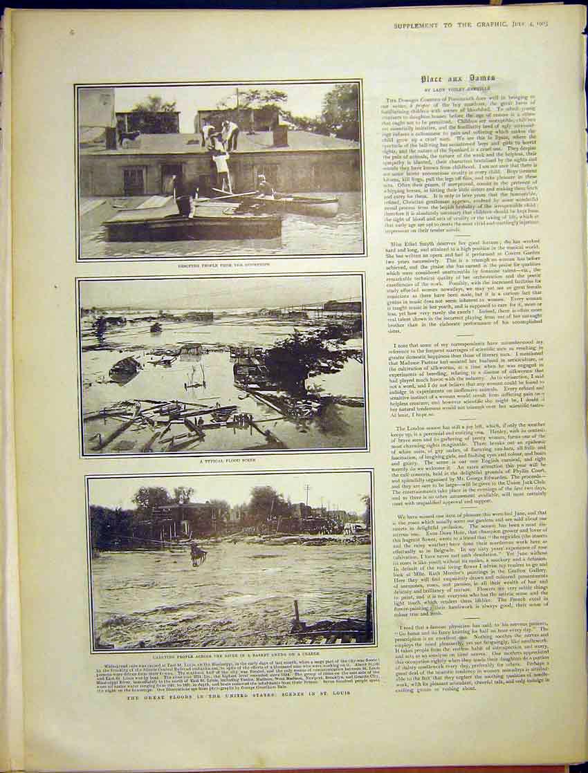 Old Antique Print Floods United States America St Louis Mississippi 1903 20th
